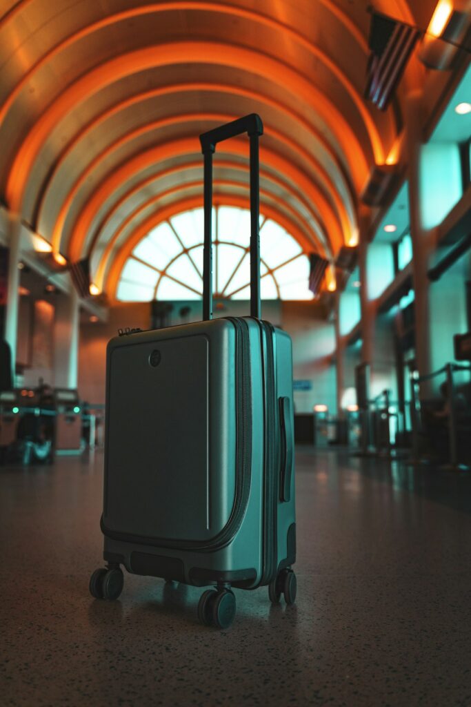 Suitcase in an airport before departure
